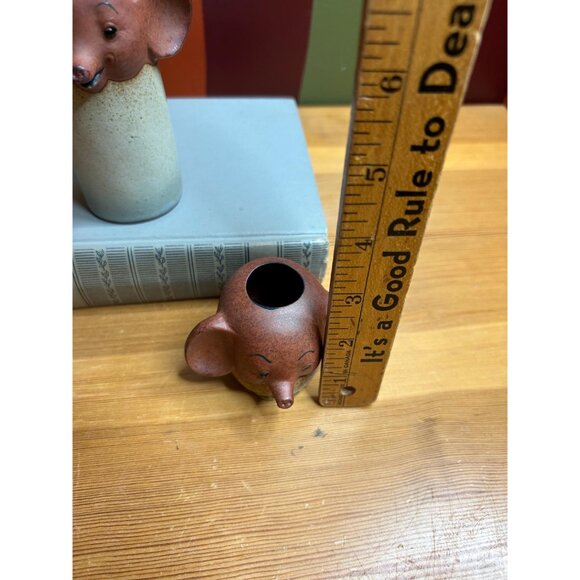 Vintage pottery elephant salt and pepper shakers and toothpick holder set - Picture 8 of 8